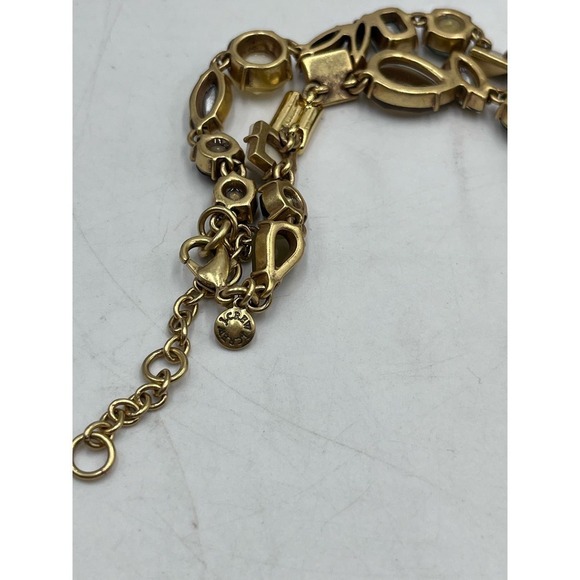 J. Crew Factory Natural Stone Rhinestone Parade Gold Tone Necklace - Picture 15 of 16
